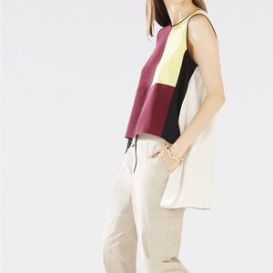 BCBGMAXAZRIA ANDEE HIGH LOW COLOR BLOCK TOP